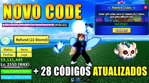 Novos CÓdigos 28 CÓdigos De 2x Xp Beli E Reset Do Blox Fruits 2024