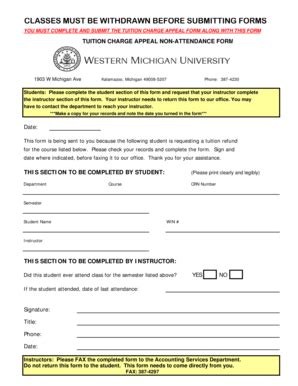 Fillable Online Wmich Classes Must Be Withdrawn Before Submitting Forms