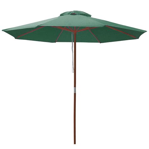 9 Ft 8 Ribs Patio Wood Umbrella Wooden Pole Outdoor Sunshade Market Garden Yard Ebay