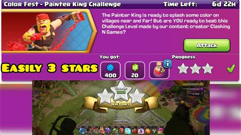 3 Stars In Color Fest Painter King Challenge Coc YouTube