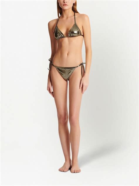 Balmain Bikini Im Metallic Look In Gold Modesens