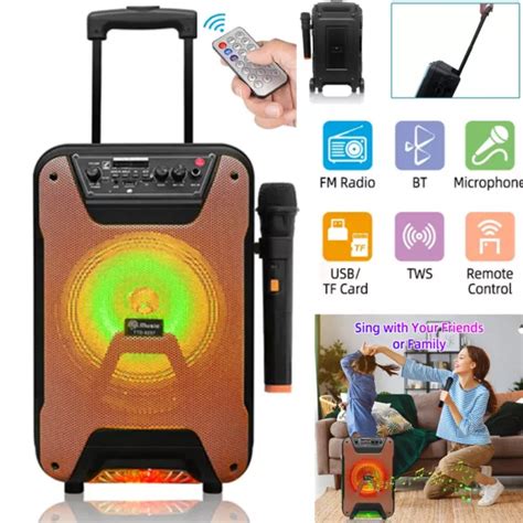 Bluetooth Wireless Speaker Party Portable Trolley Subwoofer Karaoke