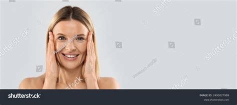 Closeup Happy Pretty Nude Middle Aged Stock Photo 2493027999 Shutterstock