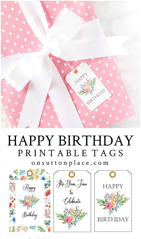 Happy Birthday Free Printable Gift Tags - On Sutton Place