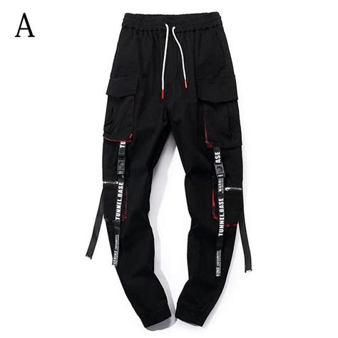 Kaufe Männer Hip Hop Black Cargo Hose Jogger Jogginghose Overalls