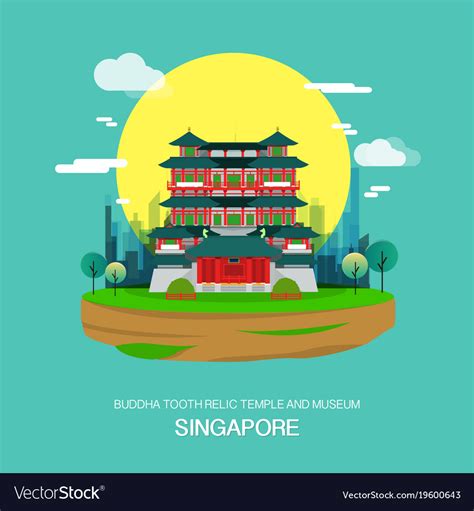 Buddha Tooth Relic Temple And Museum Landmark Vector Image