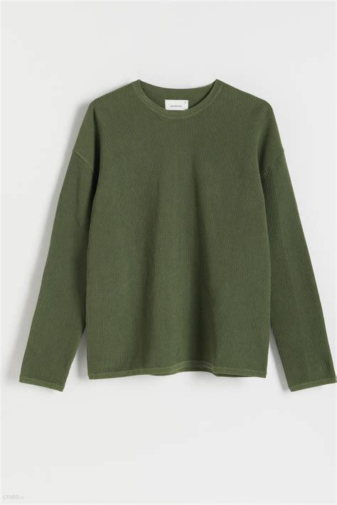 Reserved Sweter Ze Strukturalnej Dzianiny Khaki Ceny I Opinie