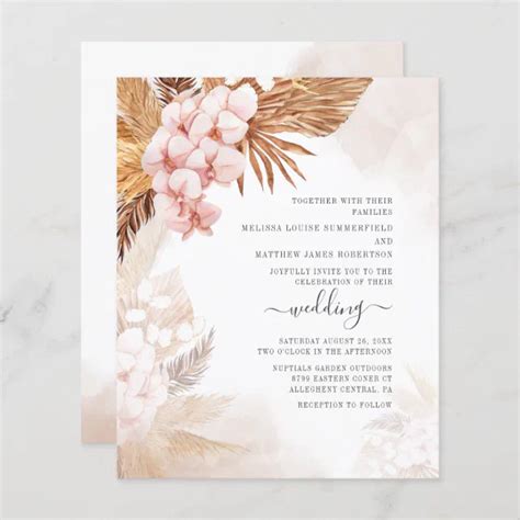 Pampas Grass Boho Terracotta Wedding Invitation Zazzle