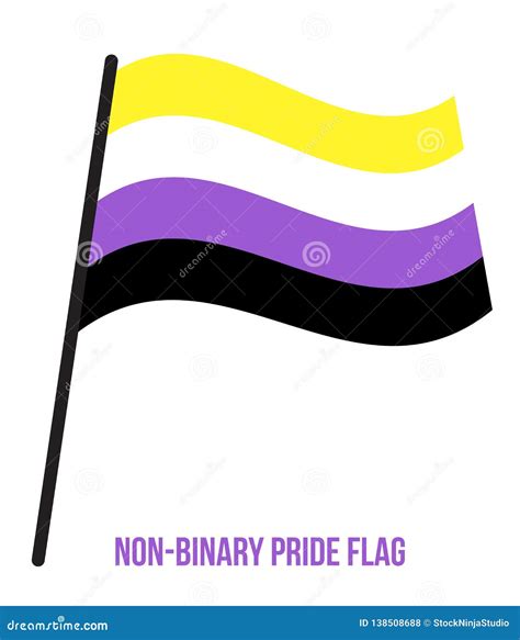 Non Binary Pride Flag Waving Vector Illustration Designed With Correct Color Scheme