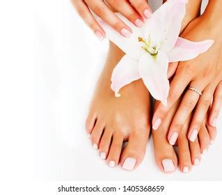 Manicure Pedicure Flower Lily Close Isolated Stock Photo 1405368659