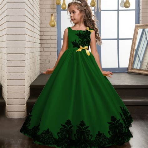 Flower Girl Dress Girls Elegant Embroidery Formal Dresses Pageant Wedd