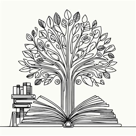 Un dibujo de línea del árbol de conocimiento del libro para la