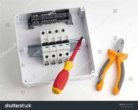 Fusebox Automatic Fuses Screwdriver Cutters Electricity Stock Photo