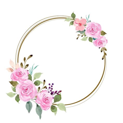 Premium Vector Watercolor Pink Rose Flower Wreath