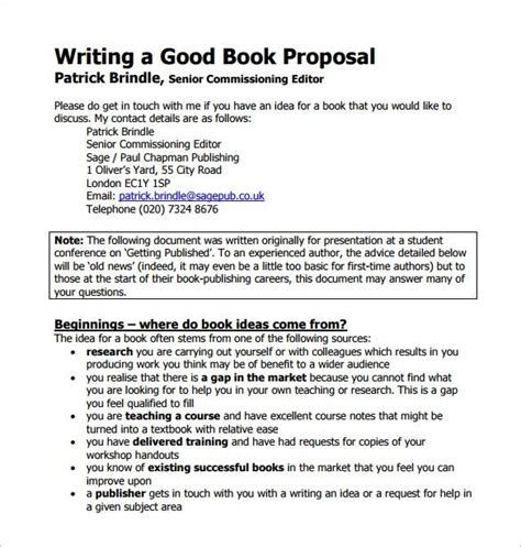 11 Book Proposal Templates Free Printable Word And Pdf Book Proposal Proposal Templates