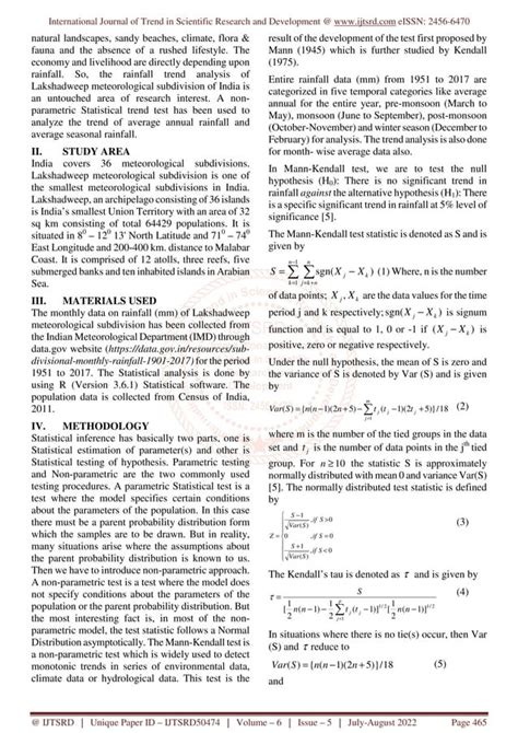 Application Of Mann Kendall Trend Test And Sens Slope Estimator To