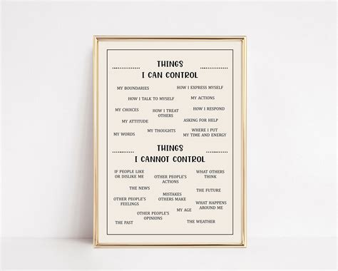 Things I Can and Cannot Control Poster, Mental Health Prints, Therapy ...