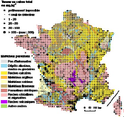 Les teneurs en cuivre total des échantillons de surface 0 30 cm des