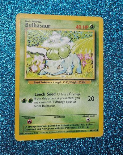 Rare 1995 Pokemon Bulbasaur 40hp Card 44102 Ungraded Mint Condition Ebay