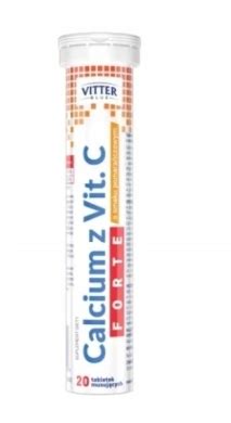 Calcium Forte z vitaminą C o smaku pomarańczowym Vitter Blue 20