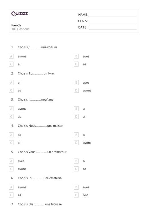 50 French Worksheets For 4th Grade On Quizizz Free And Printable