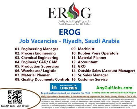 Erog Job Vacancies Riyadh Saudi Arabia Anygulfjobs