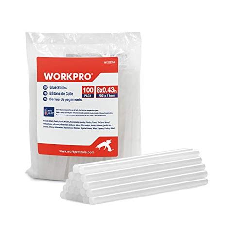 WORKPRO Full Size Hot Glue Sticks 100 Pack 0 43x8 Inches Compatible With Most Glue Guns