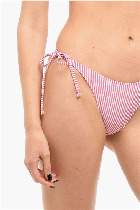 Moschino Swim Striped Bikini Slip With Logo Women Glamood Outlet