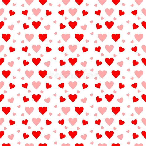 Red And Pink Hearts In Seamless Pattern On White Stock Illustration