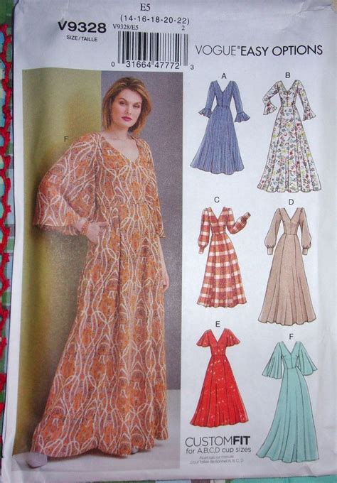 Vogue Custom Cup Dress Easy Sewing Pattern Boho Maxi Etsy Easy