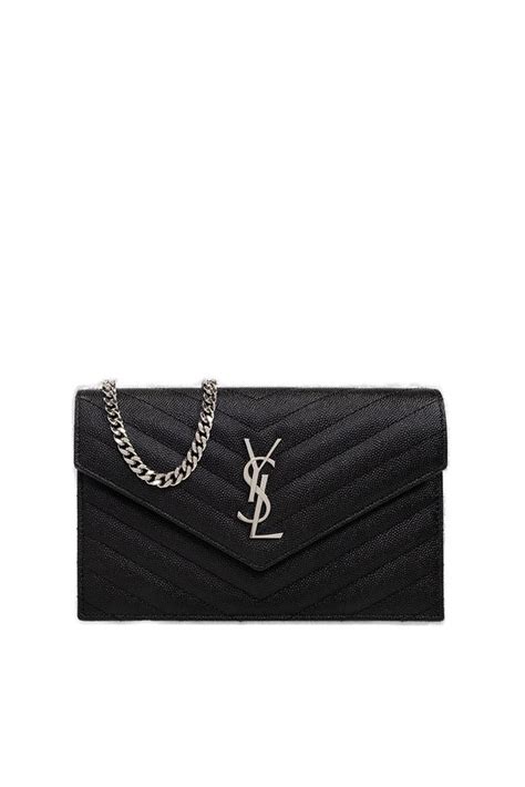 Saint Laurent Cassandre Matelassé Envelope Chain Wallet In Black ModeSens