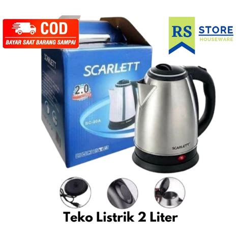 Jual Teko Listrik Stainless Stell Liter Electrict Kettle Scarlate