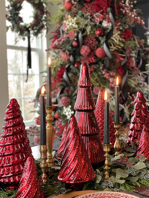 Red Mercury Glass Christmas Trees for a Classic Holiday Look