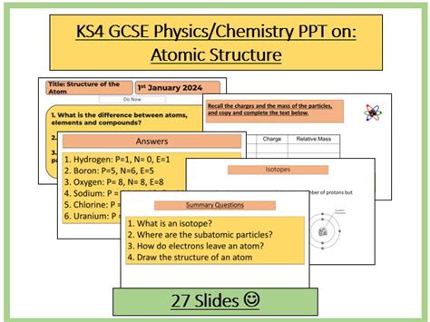 Ks4 Atomic Structure Includes Isotopes Lesson Ppt Teaching Resources