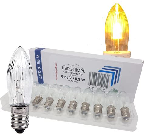 Berglicht 10x LED Ersatzlampen E10 8V 55V 0 2W Glühbirnen Topkerze für