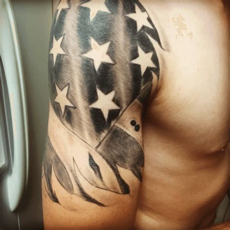 Worn American Flag Tattoo