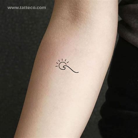 Minimalist Wave And Sun Tattoo Get It Here