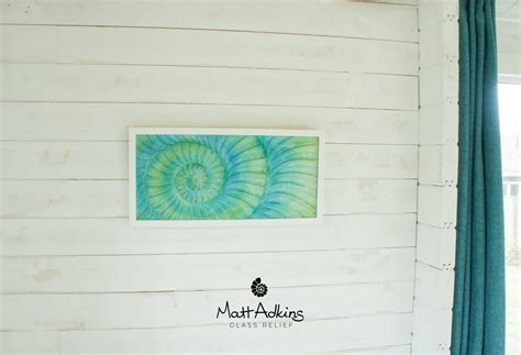 Ammonite Frame Large Landscape Swirl Turquoise Blue Green 60x30c Matt Adkins At Glass