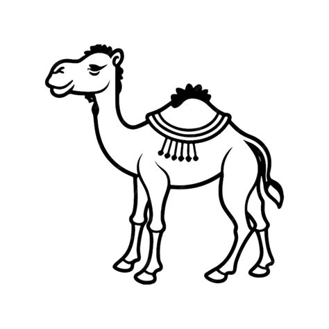 Premium Vector Cute Camel In Black And White For Coloring Book