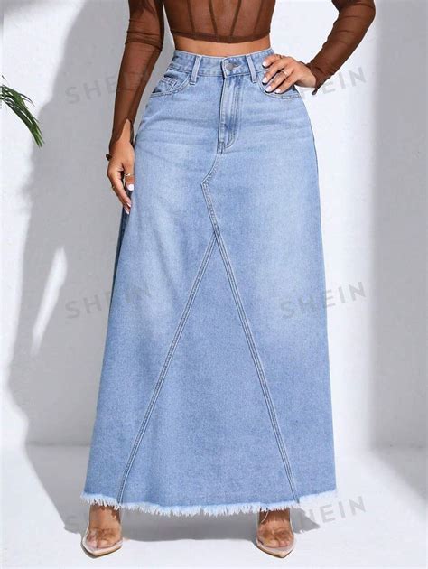 Shein Sxy Frayed Hem Denim Skirt Shein Usa