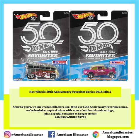 Hot Wheels 50th Anniversary Favorites Series 2018 Mix 2 American