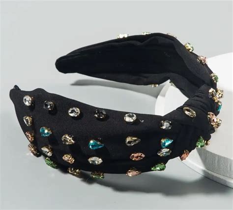 Knotted Jeweled Headband With Faux Diamonds For Spring Luxury Vintage