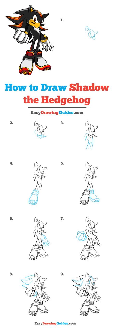 Shadow The Hedgehog Drawing Steps