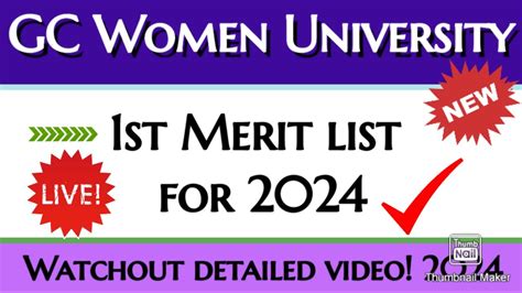 GCWUS 1st Merit List For 2024 BS MS MPHIL PHD Programs Fyp 100k