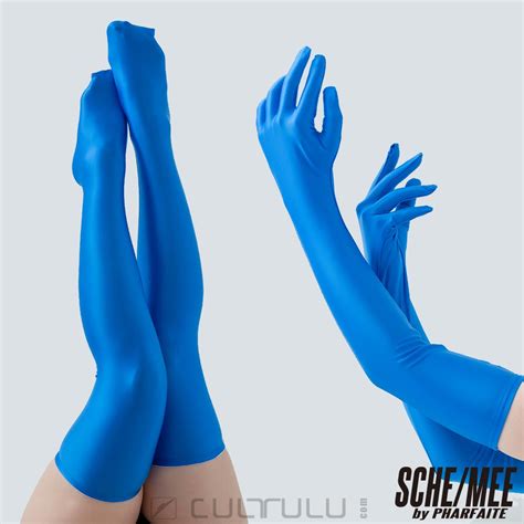 Schemee Pf621 Fittysatin Long Gloves And Knee High Stockings Set