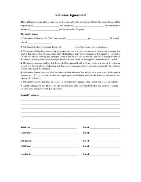 Free Sublease Agreement Templates Forms Word Pdf