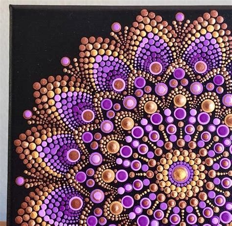 Gorgeous Dot Mandala On Stretched Canvas X Copper Gold Shades