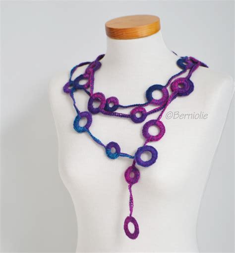 Crochet Circle Necklace Pink And Purple N388 Berniolie