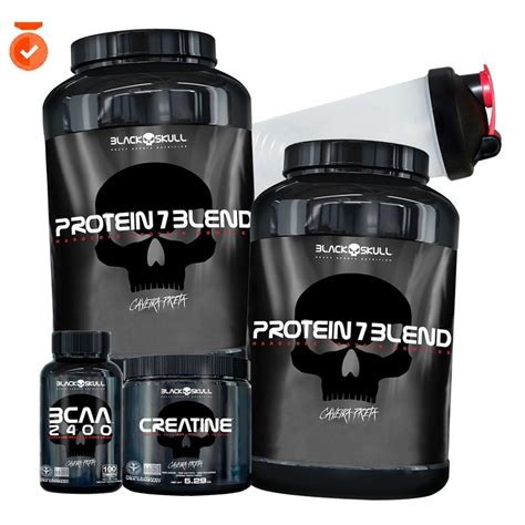 Black Skull 2x Wheywey Protein Blend Isolado Creatina Bcaa