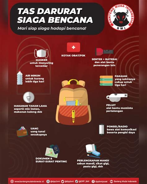 Infografis Tas Siaga Bencana Dan Isinya Lengkap Banteng Muda Indonesia